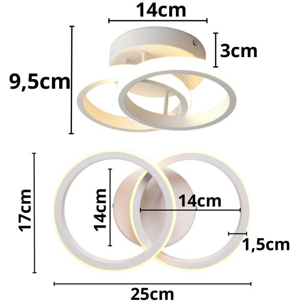 Imagem de Luminária Teto Parede 25Cm Anel Duplo 24 Watts Led 3X1