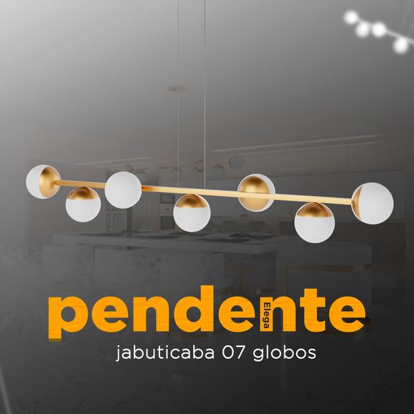 Imagem de Luminaria Teto Pendente Jabuticaba Dourado 7 Globos 5m Fio