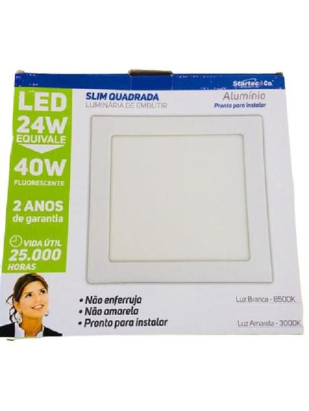 Imagem de Luminária Teto Plafon Painel Embutir Led Slim Quadrada 24W