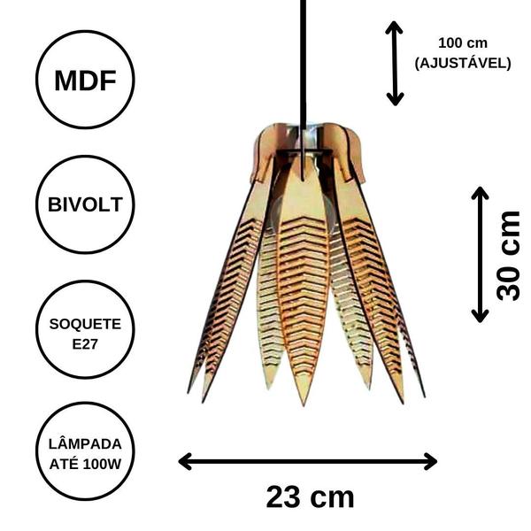 Imagem de Luminária Teto tipo Pendente CICLAME MDF - Completa - Cor: Preta