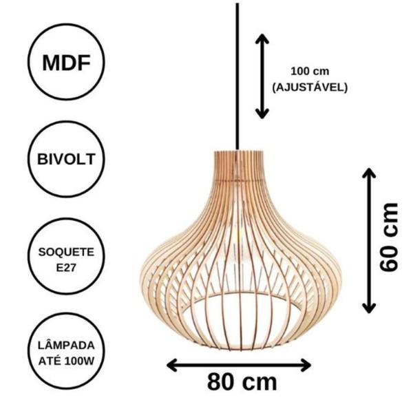 Imagem de Luminária Teto tipo Pendente DECANTER MDF Completa