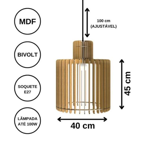 Imagem de Luminária Teto tipo Pendente DRINK MDF Completa