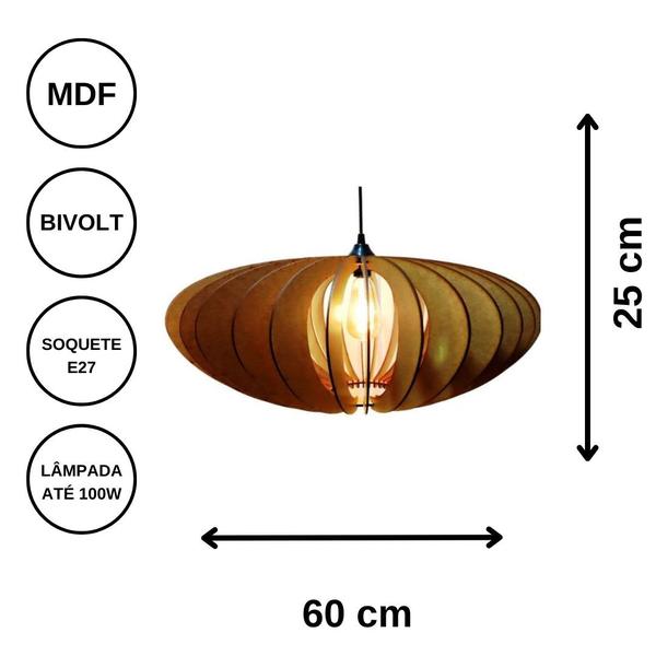 Luminária Teto tipo Pendente em MDF - Completa - CORALISA Imagem de Luminária Teto tipo Pendente em MDF - Completa
