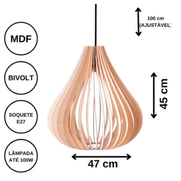 Imagem de Luminária Teto tipo Pendente em MDF MESQUITA Completa