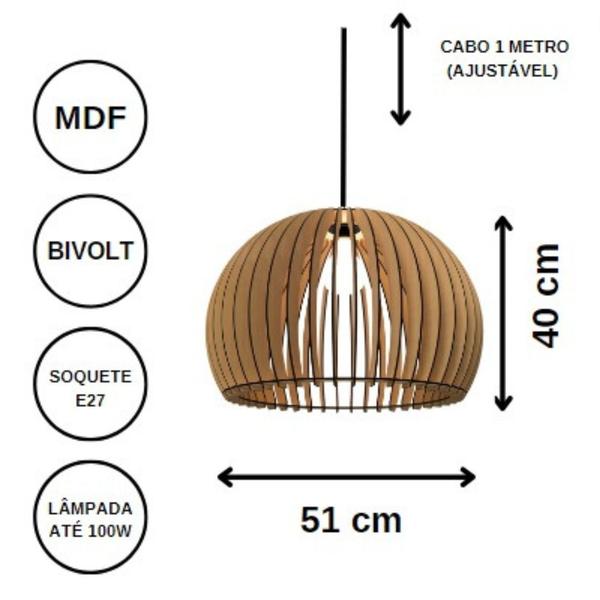 Imagem de Luminária Teto tipo Pendente em MDF UNIVERSO - Completa