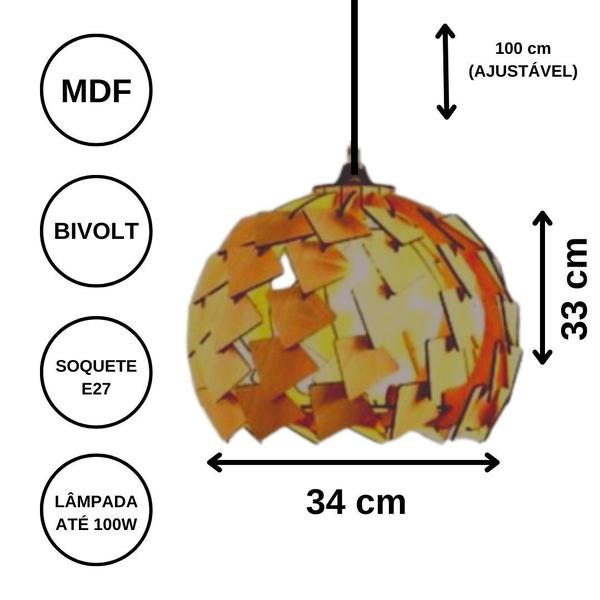 Imagem de Luminária Teto tipo Pendente FIGUEIRA MDF - Completa