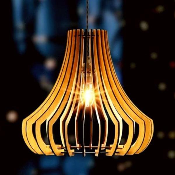 Luminária Teto tipo Pendente GANCHO MDF Completa - CORALISA Imagem de Luminária Teto tipo Pendente GANCHO MDF Completa