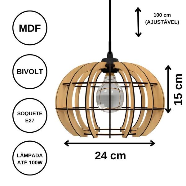 Imagem de Luminária Teto tipo Pendente MAGNÉTICA MDF - Completa