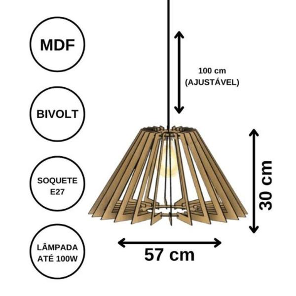 Imagem de Luminária Teto tipo Pendente PIRÂMIDE  MDF Completa