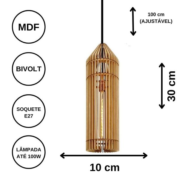 Imagem de Luminária Teto tipo Pendente TORRE MDF - Completa