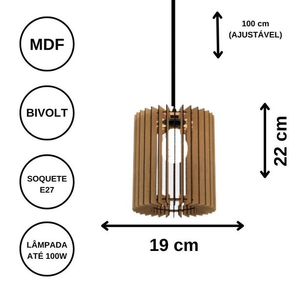 Luminária Teto tipo Pendente TURMALINA MDF - Completa - Cor: Marrom - LENOBRE Imagem de Luminária Teto tipo Pendente TURMALINA MDF - Completa - Cor: Marrom