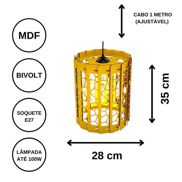 Imagem de Luminária Teto tipo Pendente VENTANIA MDF - Completa