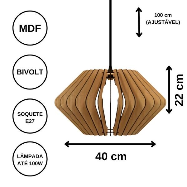 Luminária Teto tipo Pendente VINCI MDF - Completa - LENOBRE Imagem de Luminária Teto tipo Pendente VINCI MDF - Completa