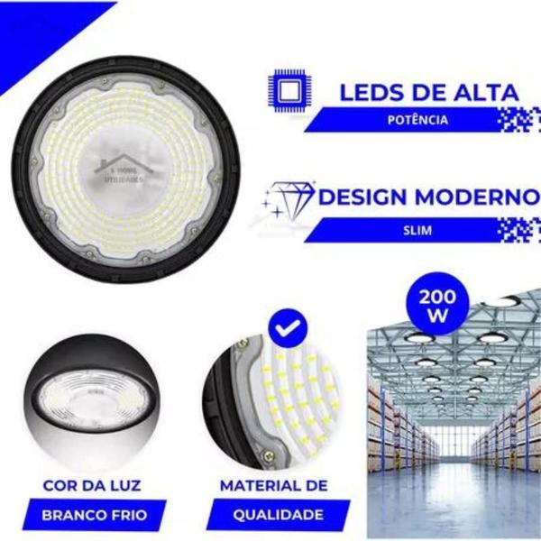 Imagem de Luminária Ufo 200w Led High Bay Luz 6500k Galpão Industrial