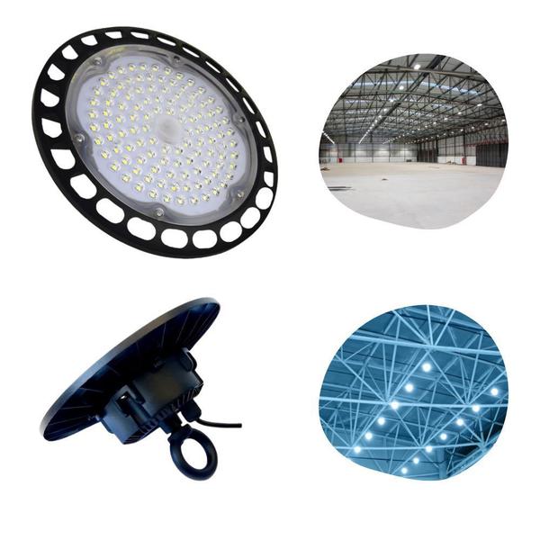 Luminaria Ufo Led 100w Highbay 120º Galpao Empresa Industrias Segurança 1248 - NEHC Imagem de Luminaria Ufo Led 100w Highbay 120º Galpao Empresa Industrias Segurança 1248