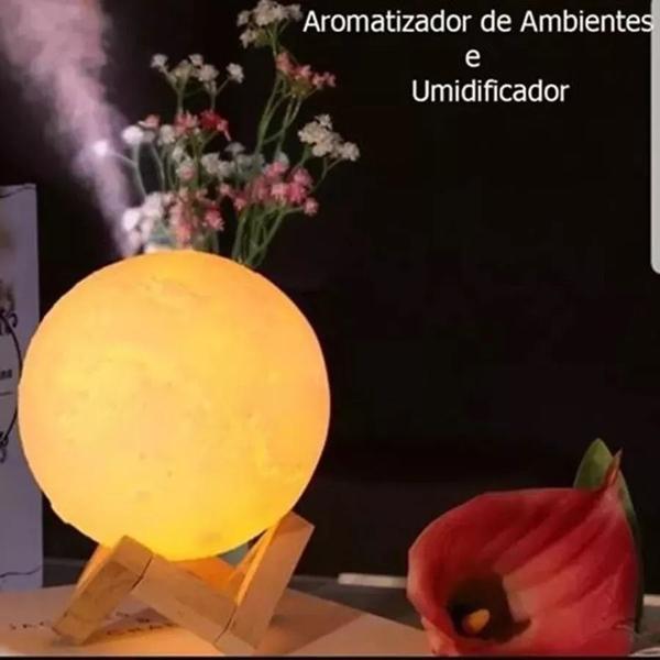 Imagem de Luminária Umidificador Lua Cheia 3d Usb/touch