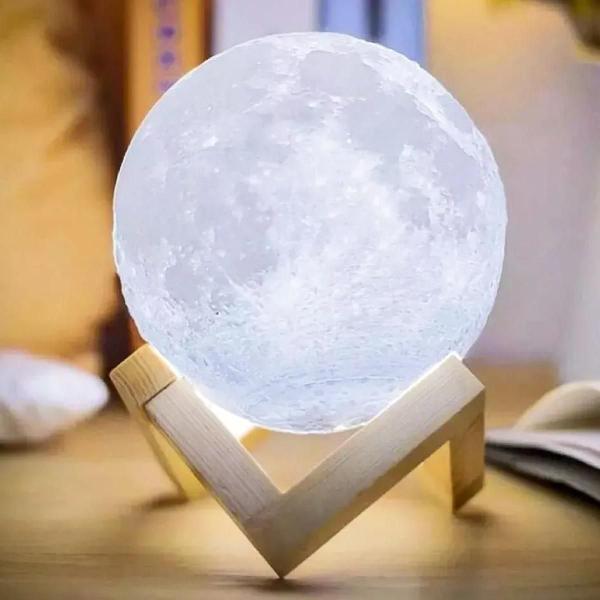 Imagem de Luminária Umidificador Moon Abajur Lua Cheia 3D Ar Bilvolt