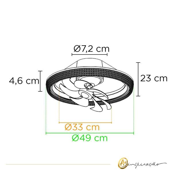 Imagem de Luminária Ventilador De Teto Led 3 Cores Com Controle Remoto