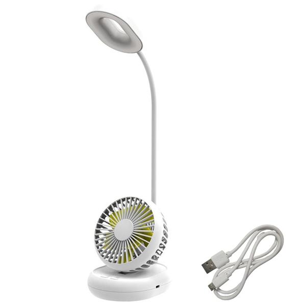 Imagem de Luminaria Ventilador Flexivel 2 em 1 Led Abajur Mesa Sem Fio USB 3 intensidades