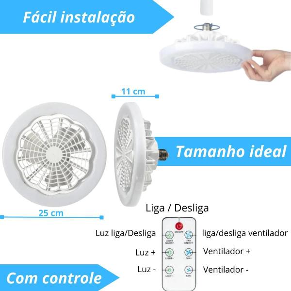 Imagem de Luminária Ventilador Lâmpada Teto 36W Led Multitemperatura