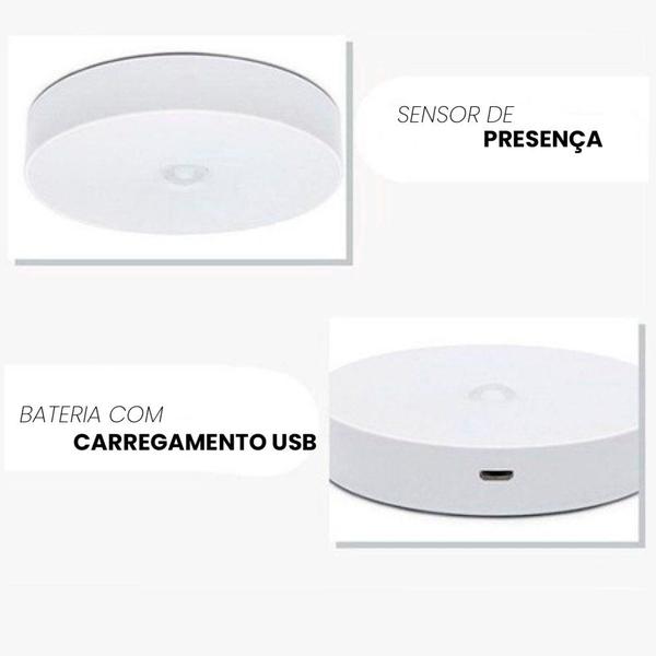 Imagem de Luminárias Led S/ Fio Com Sensor Presença Usb Recarregáveis