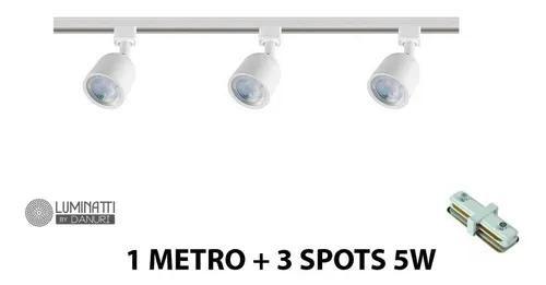 Imagem de LUMINATTI - Kit Trilho 1 Metro Branco Eletrificado Com 3 Spots 5W 3000K