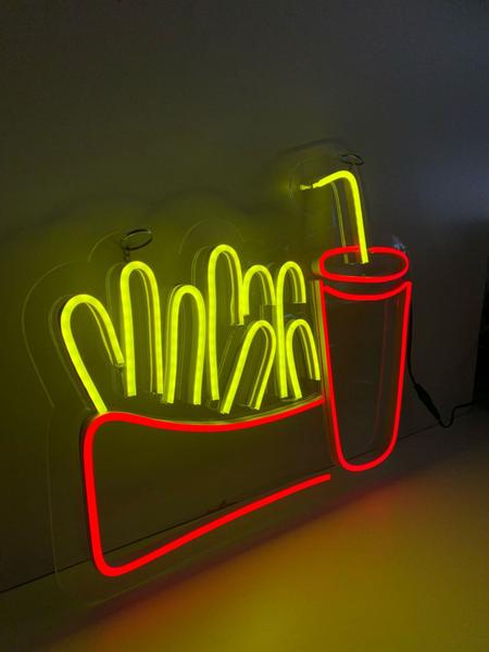 Imagem de Luminoso Neon Decoração Batata Frita E Refrigerante 40cm