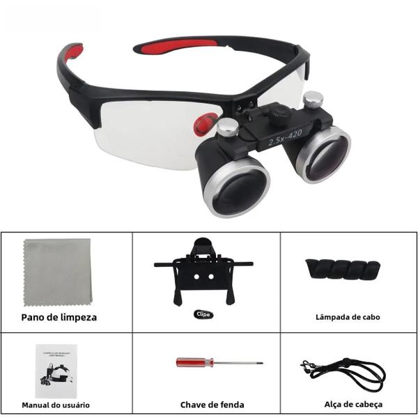 Imagem de Lupa Binocular Ultraleve para Odontologia (2.5x e 3.5x) - 320-420mm