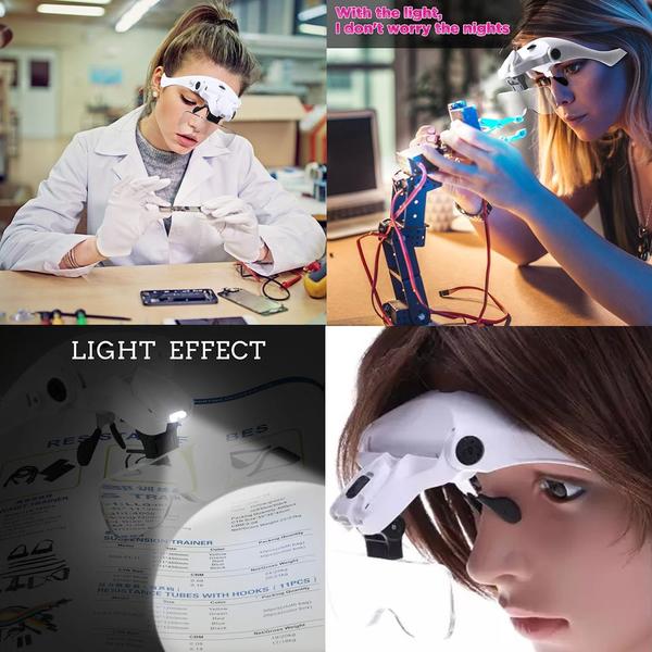 Imagem de Lupa De Cabeça Profissional 2 Leds 5 Lentes Aumento Branco Cbrn01385