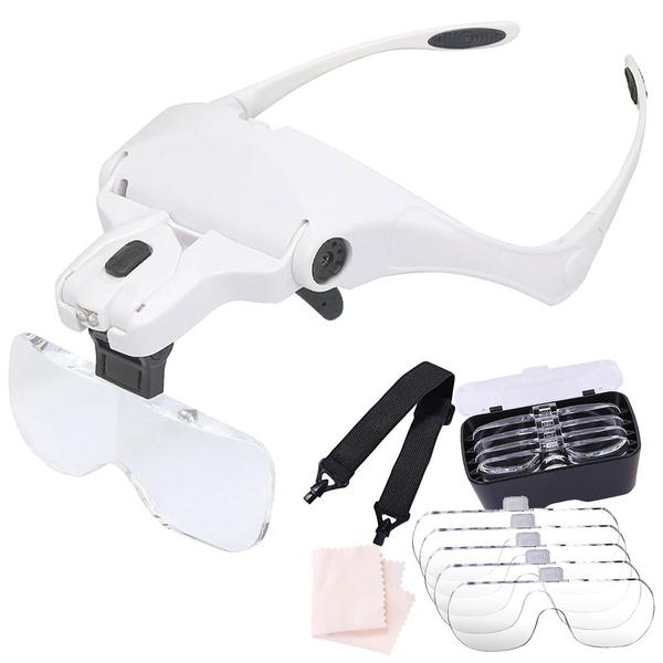 Lupa De Cabeça Profissional 2 Leds 5 Lentes Aumento Branco Cbrn01385 - COMMERCE BRASIL Imagem de Lupa De Cabeça Profissional 2 Leds 5 Lentes Aumento Branco Cbrn01385