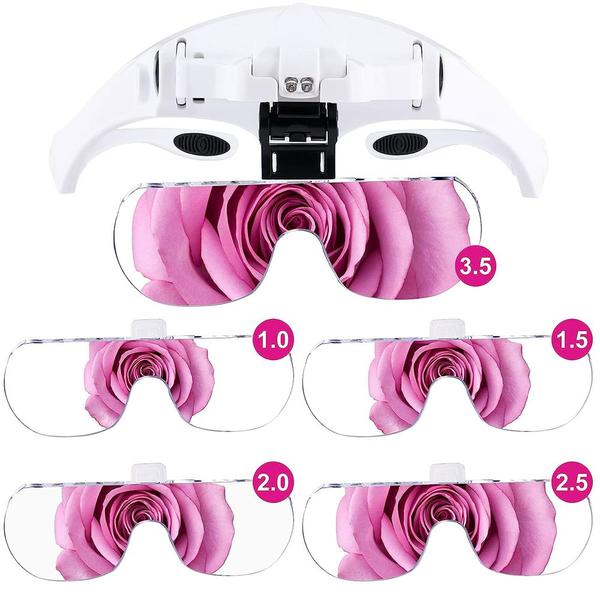 Lupa De Cabeça Profissional 2 Leds 5 Lentes Aumento Branco Cbrn01385 - COMMERCE BRASIL Imagem de Lupa De Cabeça Profissional 2 Leds 5 Lentes Aumento Branco Cbrn01385