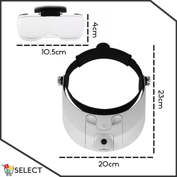 Imagem de Lupa de Cabeça Profissional 2 Leds 5 Lentes Viseira Precisão