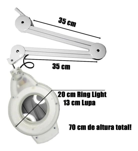 Imagem de Lupa de Estética Luminária De Mesa Bancada Com Regulagem Led Profissional Bivolt