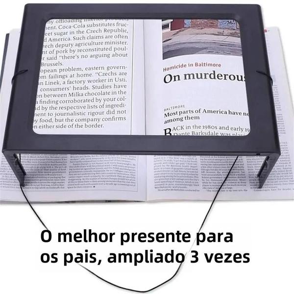 Imagem de Lupa de Leitura LED 3x A4 com Mesa Dobrável - Ideal para Idosos