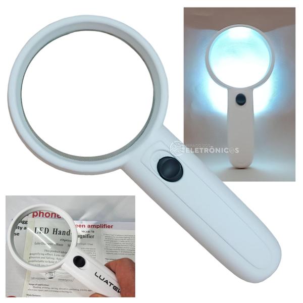 Imagem de Lupa De Mão Zoom 3x Com Led Leitura Estética Profissional Resina Acrílica LK1065