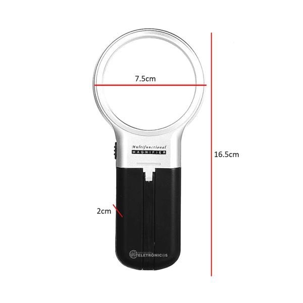 Imagem de Lupa Para Leitura Com Lente de Aumento 2 LED Dobrável Multifuncional - TH7006