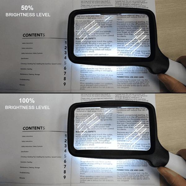 Imagem de Lupa Retangular Dobrável 5 Luz Leds Fortes Para Leitura A Lente De Aumento Com Zoom 2x 10863