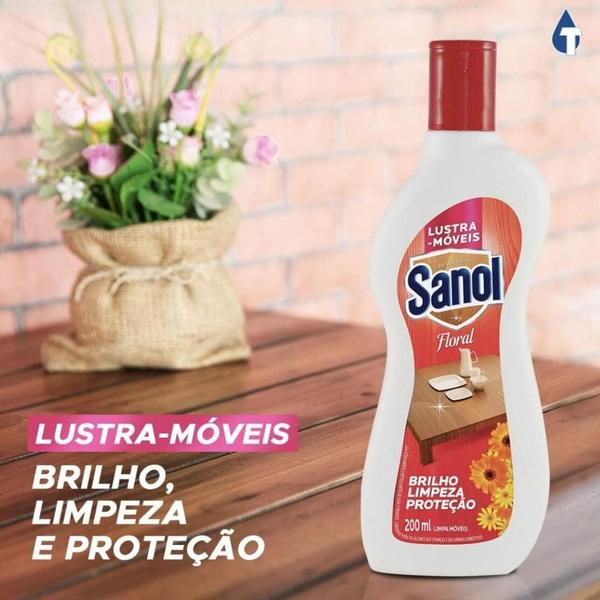 Imagem de Lustra Móveis Brilho Prático Proteção Floral 200ml Sanol