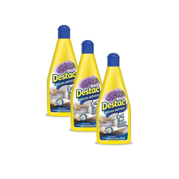 Lustra Móveis Destac Aroma Lavanda 200ml 3x1 Kit 3 Imagem de Lustra Móveis Destac Aroma Lavanda 200ml 3x1 Kit 3