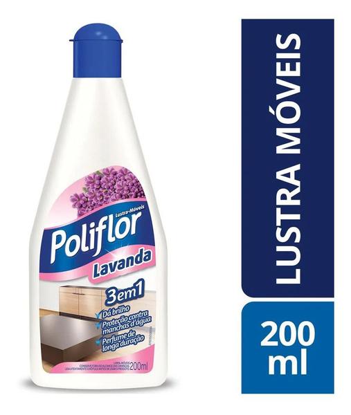 Imagem de Lustra Móveis Lavanda Poliflor Frasco 200ml Kit 3