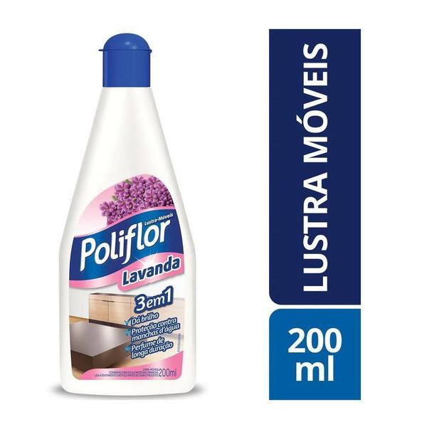 Lustra Móveis Lavanda Poliflor Frasco 200Ml Kit 5 Imagem de Lustra Móveis Lavanda Poliflor Frasco 200Ml Kit 5
