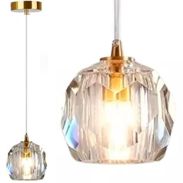 Imagem de Lustre 12cm Pendente Teto Luminária Metal Dourado Cristal KJDD-E-016-GOLD