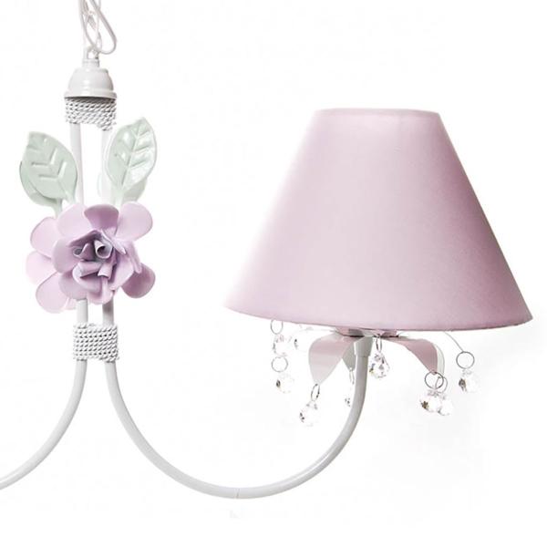 Imagem de Lustre 2L Primavera Transparente 2 Flores G Rosa Infantil