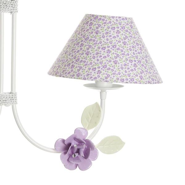 Imagem de Lustre 2L Simples 2 Flores G Lilás Quarto Bebê Infantil Menina