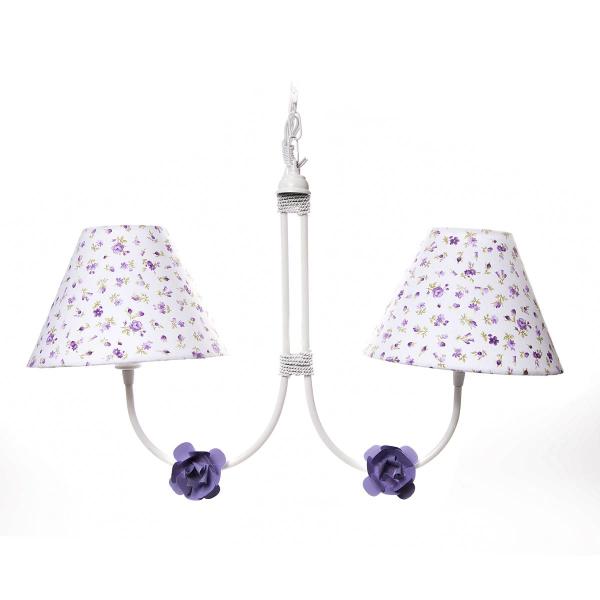 Imagem de Lustre 2L Simples 2 Flores P Lilás Quarto Bebê Infantil