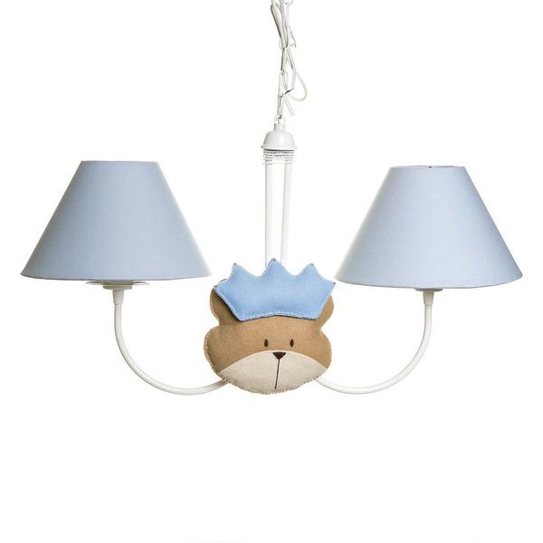 Imagem de Lustre 2L Simples Com 2 Caras De Urso Príncipe Bebê Infantil