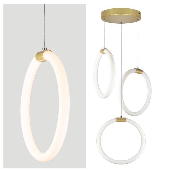 Imagem de Lustre 3 pendente Circular AURA 25cm - OURO - LED 45w 3000k