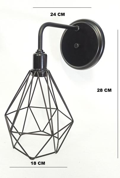 Imagem de Lustre Arandela Aramado Diamante Preto 24x28 Cm