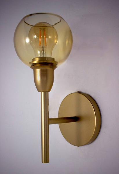 Imagem de Lustre Arandela Bola 12cm Globo Âmbar Dourado 123