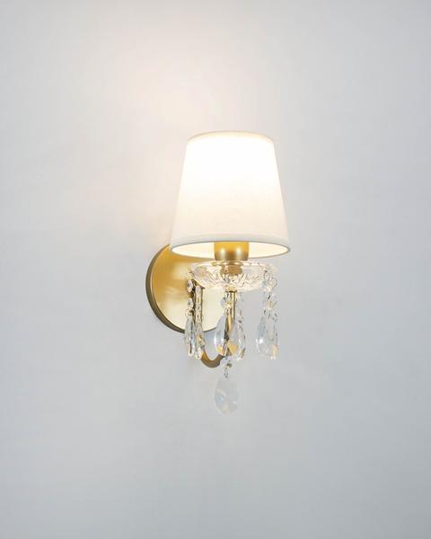 Imagem de Lustre Arandela Cristal Cúpula Dourado Fosco 218/1